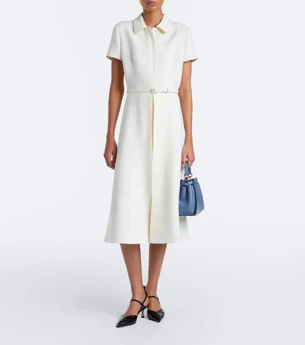 Vestido midi de lana y seda con cinturón - Fendi - Modalova