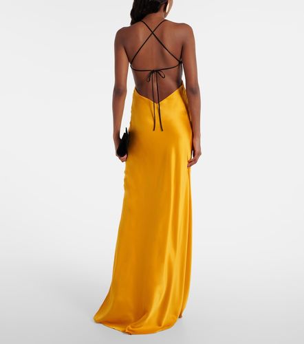 Abito lungo in satin di seta con pizzo - The Sei - Modalova