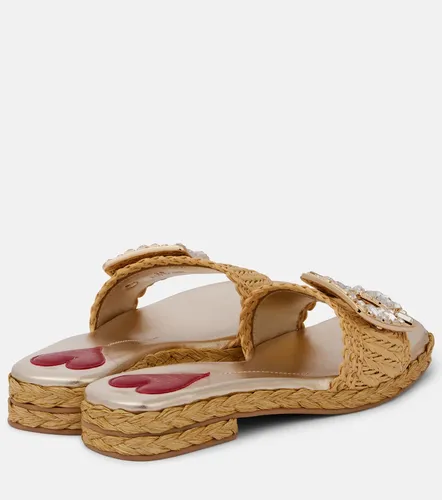 Crystal-embellished raffia mules - Roger Vivier - Modalova
