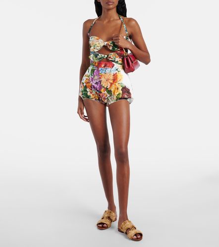 Shorts in popeline di cotone con stampa - Dolce&Gabbana - Modalova