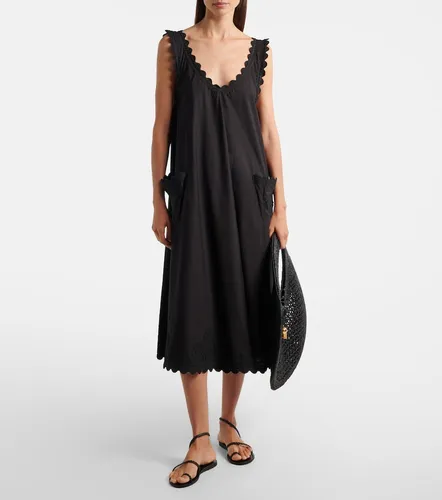 Embroidered scalloped cotton poplin midi dress - Juliet Dunn - Modalova