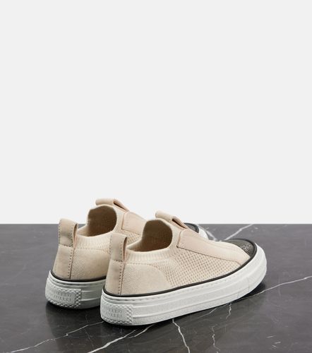 Suede-trimmed canvas sneakers - Brunello Cucinelli - Modalova