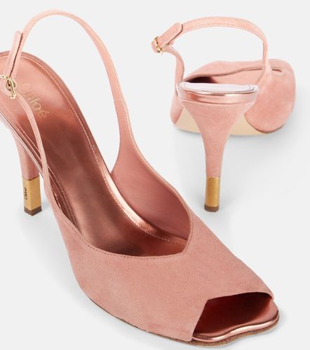 Chloé Pumps peep-toe Flower 95 in suede - Chloe - Modalova