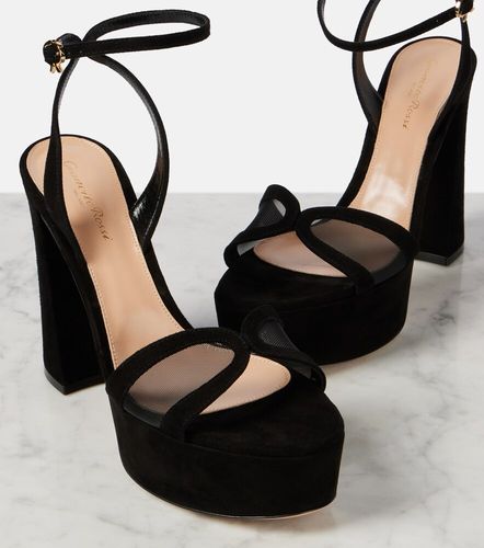 Suede and mesh platform sandals - Gianvito Rossi - Modalova