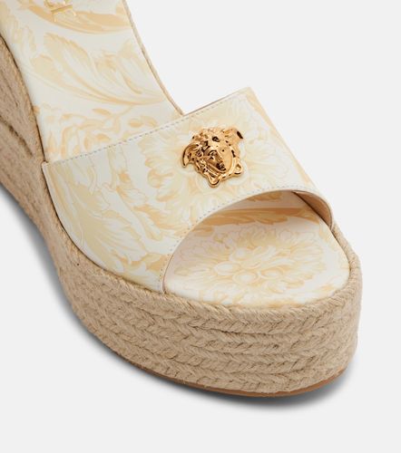 Leather platform espadrille wedges - Versace - Modalova