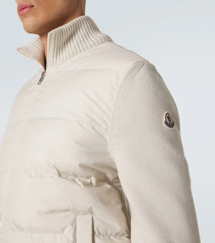 Tricot down-paneled virgin wool cardigan - Moncler - Modalova