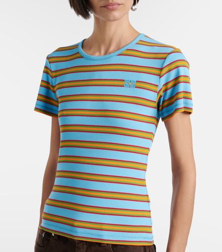Camiseta en mezcla de algodón a rayas - Ganni - Modalova