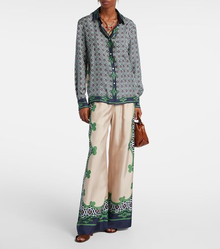 Printed silk twill palazzo pants - La DoubleJ - Modalova