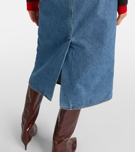 Gonna midi in denim con peplo - Plan C - Modalova