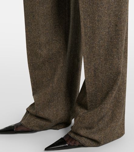Herringbone wool-blend wide-leg pants - Saint Laurent - Modalova