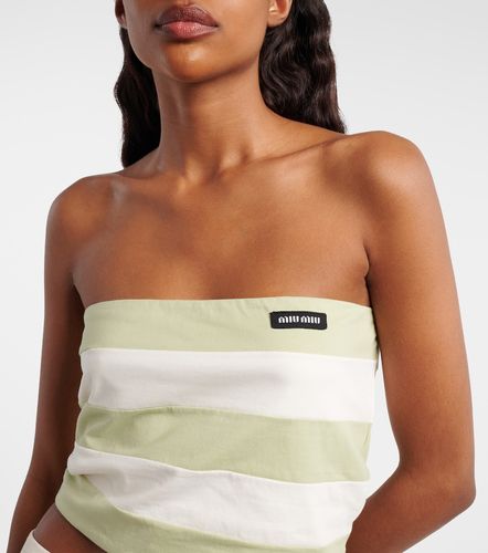 Top bandeau de jersey de algodón a rayas - Miu Miu - Modalova