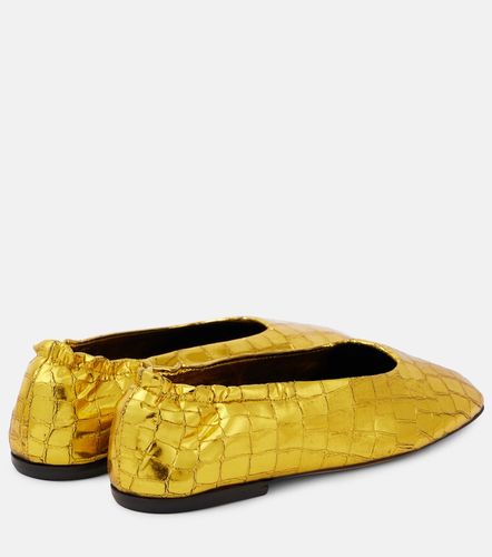 Croc-effect metallic leather ballet flats - Dries Van Noten - Modalova