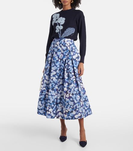 Falda midi de algodón floral plisada - Erdem - Modalova