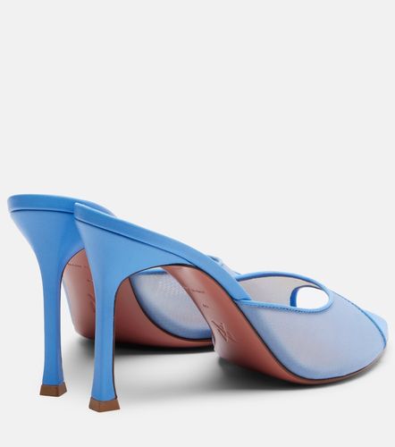Alexa leather-trimmed mesh mules - Amina Muaddi - Modalova