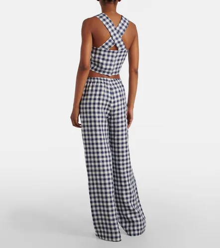 Aurelia gingham linen wide-leg pants - Asceno - Modalova