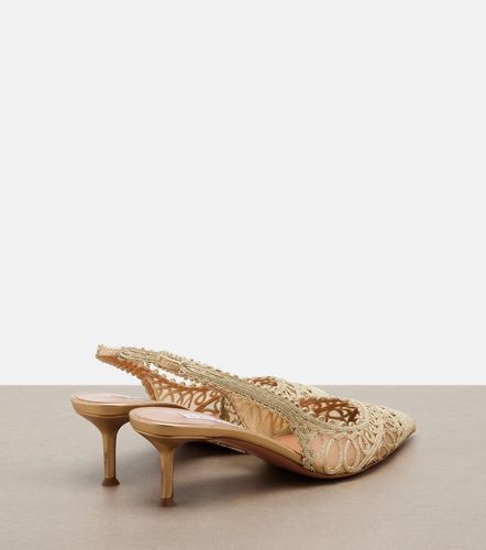 Kahlo metallic raffia and mesh slingback pumps - Aquazzura - Modalova