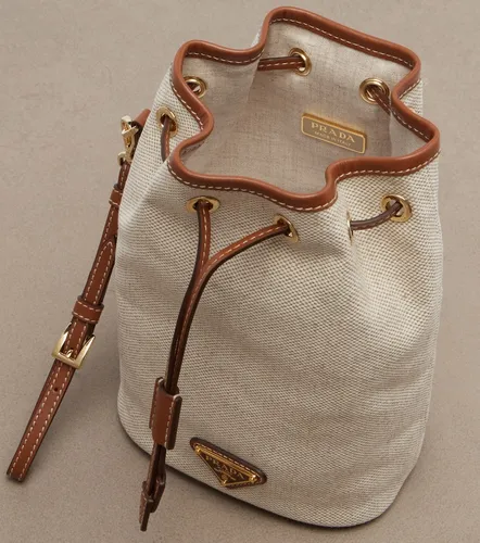 Prada Pouch Small de lona con piel - Prada - Modalova