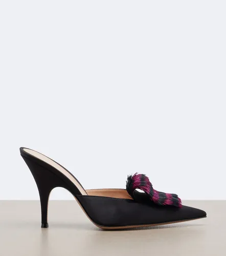 Mules aus Satin mit Federn - Gianvito Rossi - Modalova