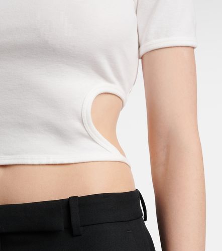Courrèges Top cropped in cotone con logo - Courreges - Modalova