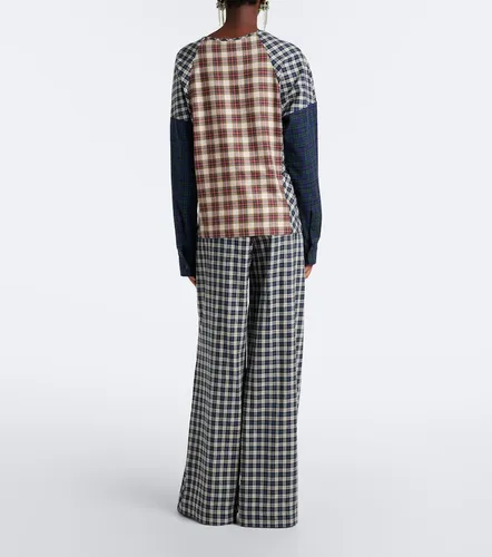 Checked cotton flannel wide-leg pants - Dries Van Noten - Modalova