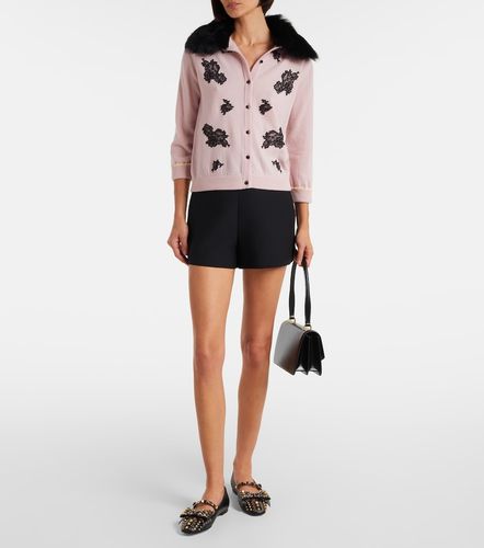 Shearling-trimmed virgin wool cardigan - Valentino - Modalova