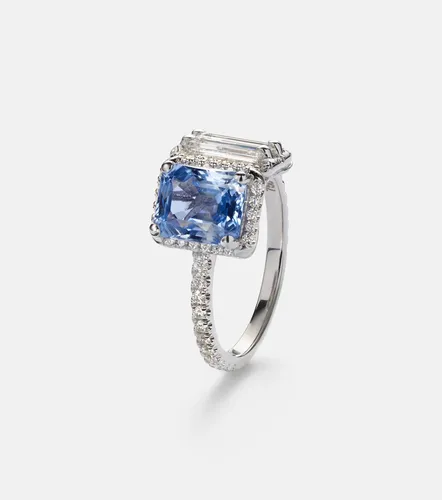 Kt white gold ring with sapphire and diamonds - Suzanne Kalan - Modalova