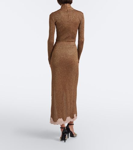 Falda midi acanalada de lamé con encaje - Valentino - Modalova
