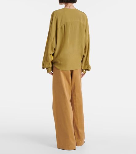 Printed draped satin blouse - Dries Van Noten - Modalova