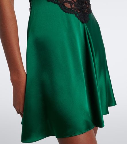 Vestido corto de satén de seda con encaje - Rodarte - Modalova