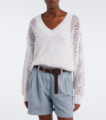 Jersey calado en mezcla de lino con lentejuelas - Brunello Cucinelli - Modalova