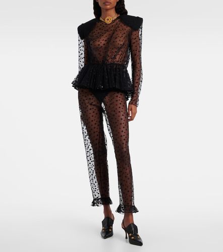 Polka-dot cotton-blend tulle straight pants - Chloe - Modalova