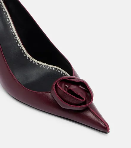 Floral-applique leather slingback pumps - Magda Butrym - Modalova