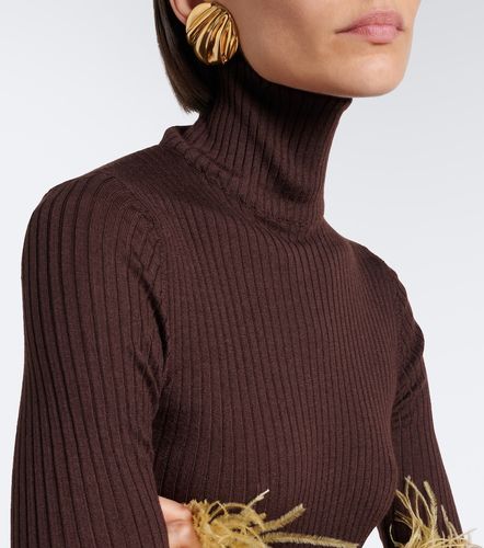 Top in cashmere e seta con piume - La DoubleJ - Modalova