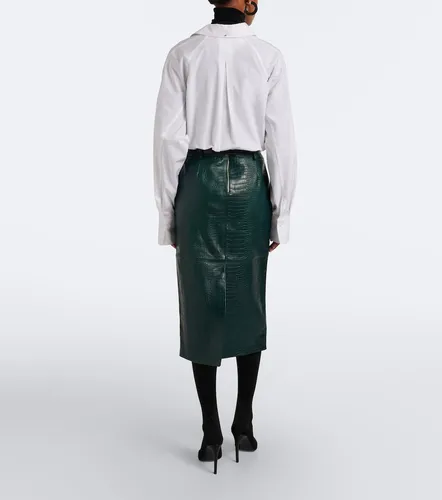 Taney croc-effect leather pencil skirt - The Frankie Shop - Modalova