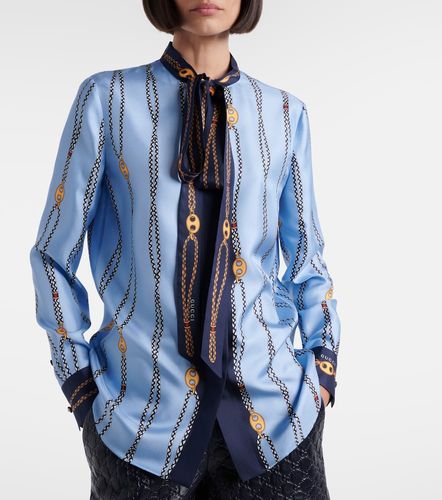 Camisa de sarga de seda estampada - Gucci - Modalova