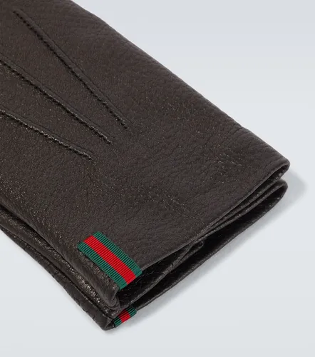 Gucci Guanti Web Stripe in pelle - Gucci - Modalova