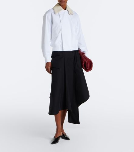 Giacca blouson in cotone con pelle - Bottega Veneta - Modalova