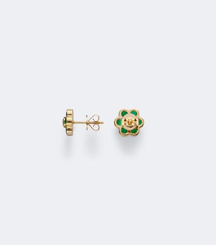 Orecchini Flora in oro 18kt con smeraldi e diamante - Anita Ko - Modalova