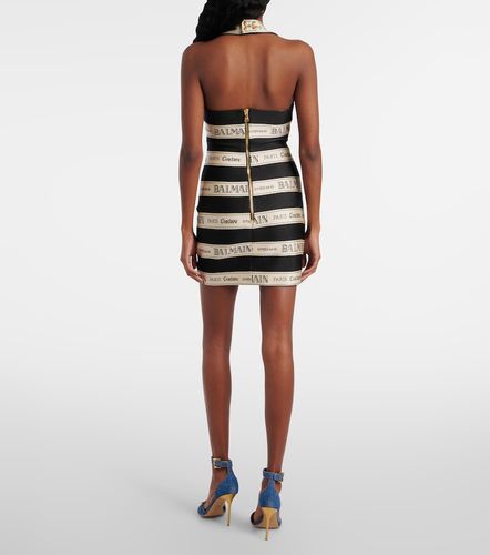 Vestido corto de jacquard a rayas - Balmain - Modalova