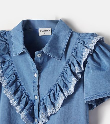 Camisa de chambray de algodón con volantes - Cozmo - Modalova