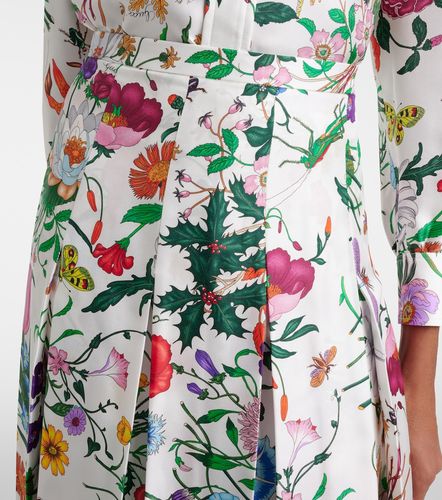 Falda midi Flora de sarga de seda plisada - Gucci - Modalova