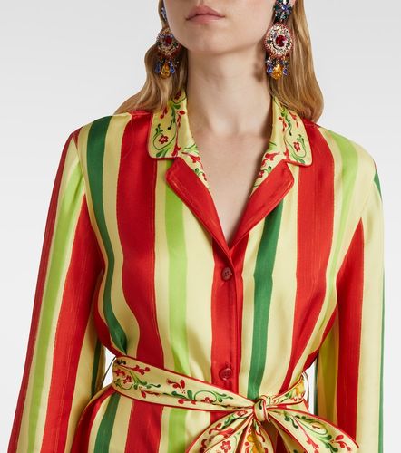Camicia in seta a righe con cintura - Dolce&Gabbana - Modalova