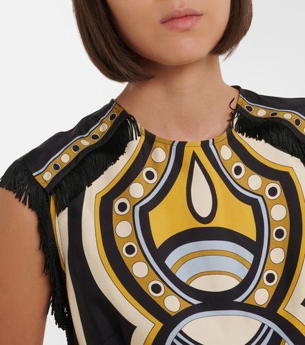 Top asimétrico de seda estampado con flecos - La DoubleJ - Modalova