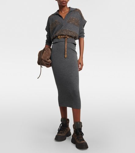 Abito midi in lana e cashmere a coste - Brunello Cucinelli - Modalova