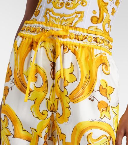 Pantalones rectos Majolica de seda - Dolce&Gabbana - Modalova