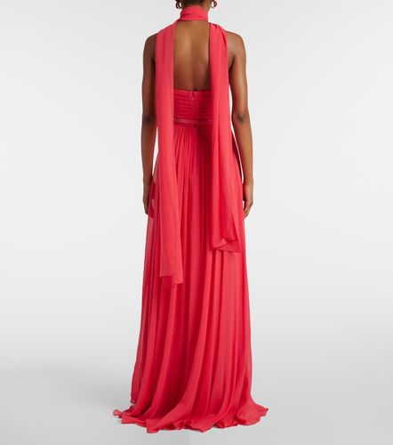 Abito lungo in seta con foulard - Elie Saab - Modalova