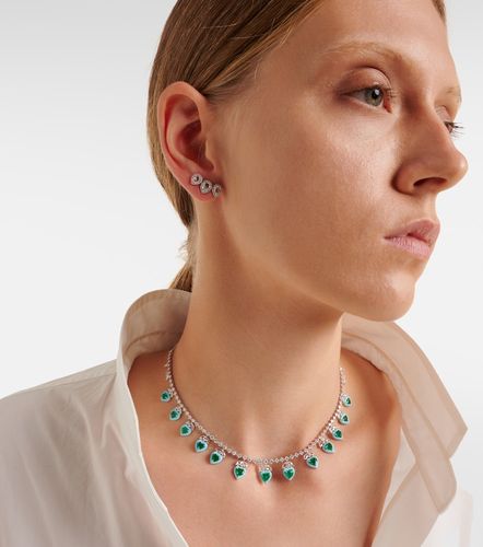 Choker in oro bianco 18kt con smeraldi e diamanti - Kamyen - Modalova