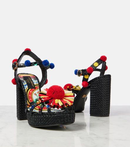 Sandali 105 in rafia con decorazioni - Dolce&Gabbana - Modalova