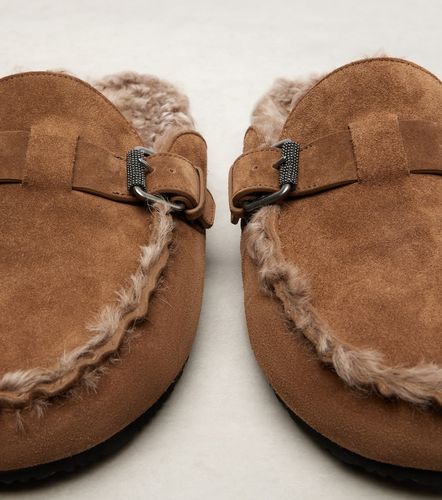 Mules de ante con borrego y cuentas Monili - Brunello Cucinelli - Modalova