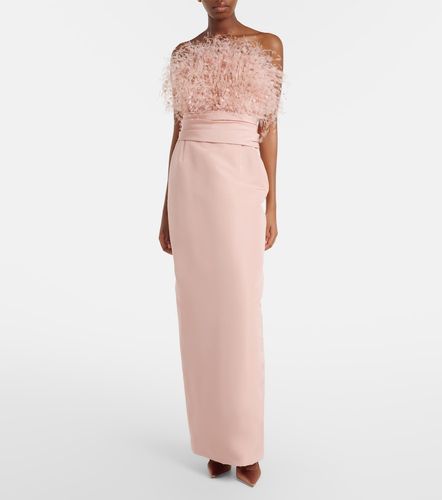 Abito bustier in faille di seta con piume - Oscar de la Renta - Modalova